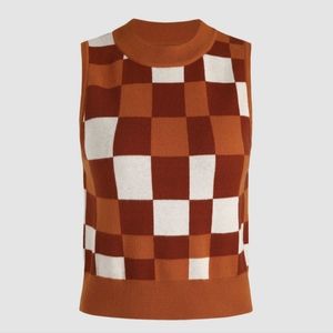 Cider Mod Check Pattern Knit Vest, NWT